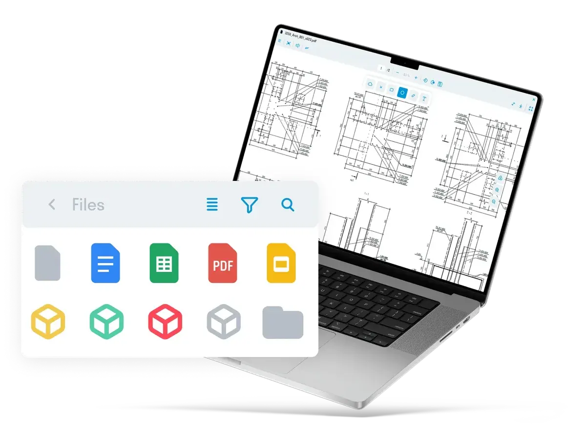 Browser-based drawing viewer with the supported file formats