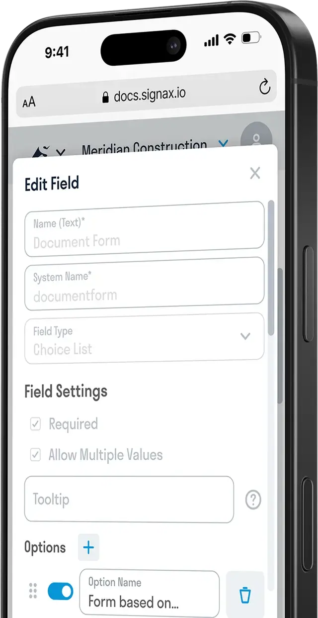 Configuring structured data fields for a form in SIGNAX FORMS