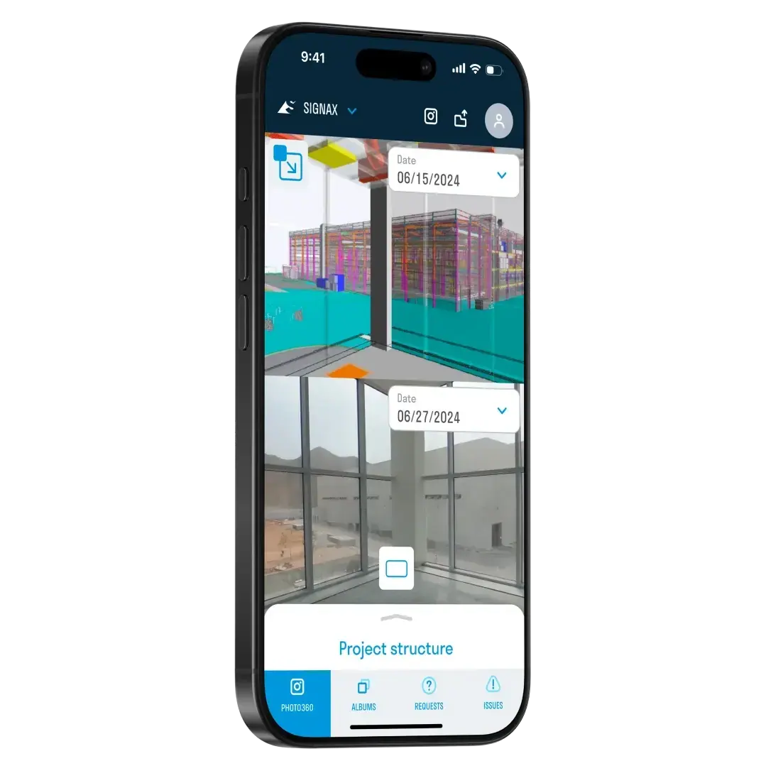 Comparing before-and-after site imagery with an MEP model on a phone