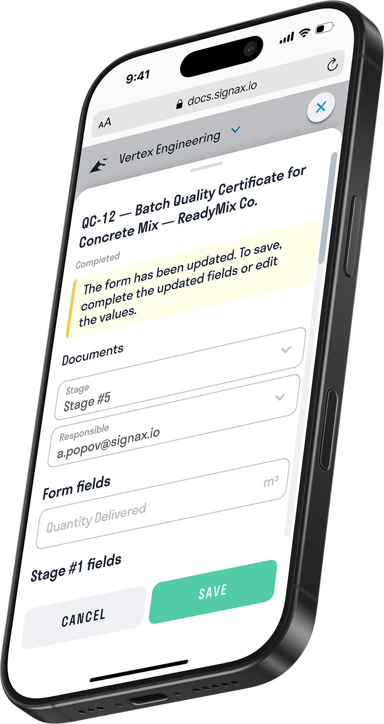 SIGNAX FORMS — Digital as-built documentation